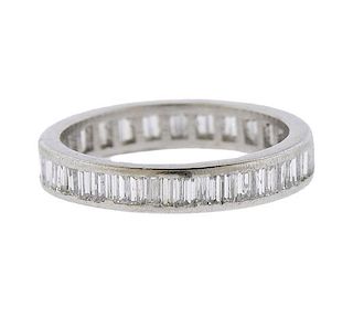Platinum Eternity Baguette Diamond Wedding Band Ring 