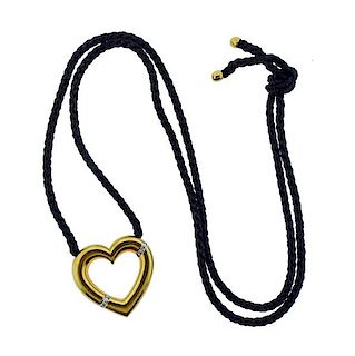 Tiffany &amp; Co Paloma Picasso 18K Gold Diamond Heart Pendant Necklace
