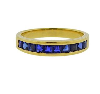 Tiffany &amp; Co 18K Gold Sapphire Band Ring 