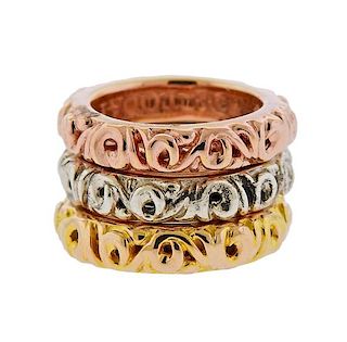 Krypell Tri Color Silver I Love You Stackable Ring Set 