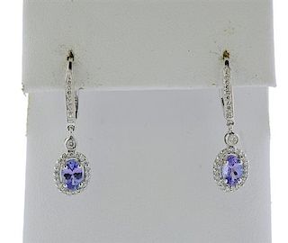 14K Gold Diamond Tanzanite Drop Earrings
