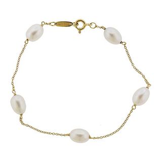 TIffany &amp; Co Peretti 18k Gold Pearls by the Yard Bracelet 