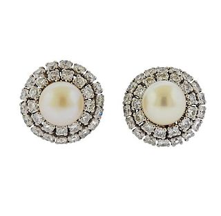 18K Gold Diamond South Sea Pearl Earrings