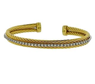 David Yurman 18k Gold Diamond Cable Bracelet 