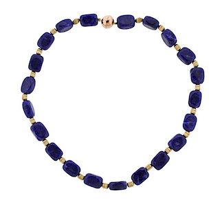 14k Gold Lapis Lazuli Necklace 