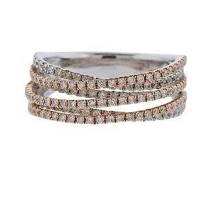 18K Gold Diamond Multi Row Ring