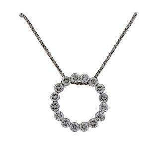14k Gold Diamond Circle Pendant Necklace