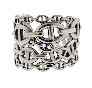 Hermes Silver Link Wide Cuff Bracelet 