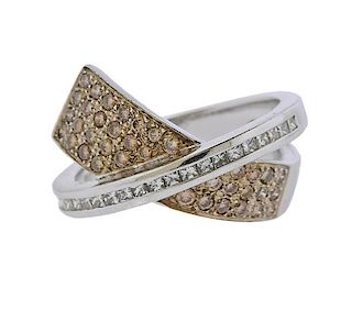 18K Gold Fancy Diamond Crossover Ring