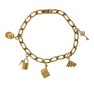 18K Gold Multi Charm Bracelet