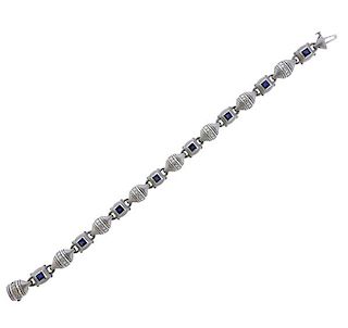 18K Gold Diamond Sapphire Bracelet