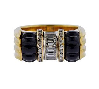 Scott Keating 18K Gold Diamond Onyx Ring