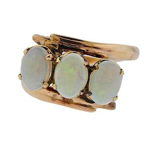 14K Gold Opal Bypass Ring