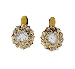 18K Gold Rose Cut Diamond Earrings