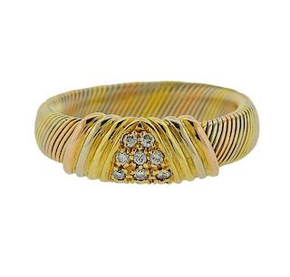 Cartier 18K Three Tone Gold Diamond Band Ring
