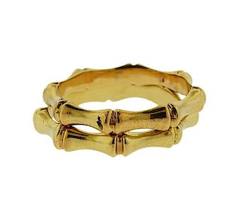 Tiffany &amp; Co 14K Gold Bamboo Band Ring Lot of 2