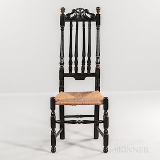 Black- and Gold-painted Bannister-back Chair with Prince of Wales Cresting
