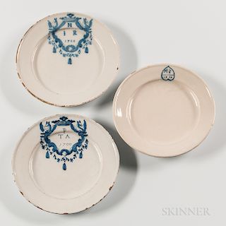 Three Dated Tin-glazed Earthenware Plates