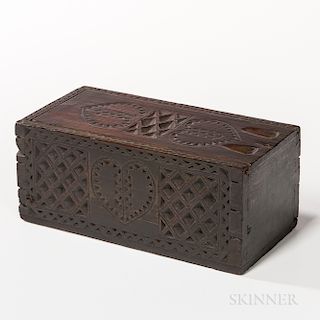 Chip- and Heart-carved Slide-lid Box