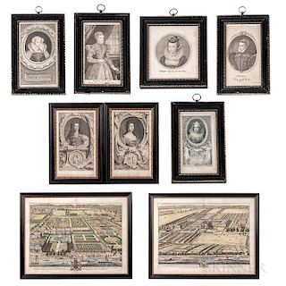 Nine Early Framed Engravings