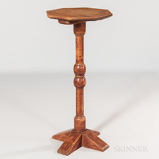 Red-painted Octagonal-top Cross-base Candlestand