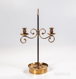 Brass and Iron Tabletop Adjustable Two-light Candleholder