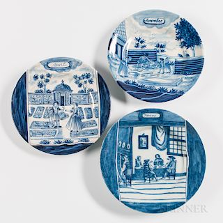 Three Tin-glazed Earthenware Month Plates