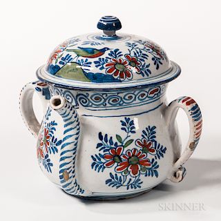 Tin-glazed Earthenware Posset Pot and Cover