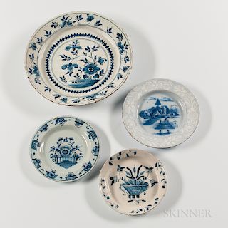 Four Tin-glazed Earthenware Plates
