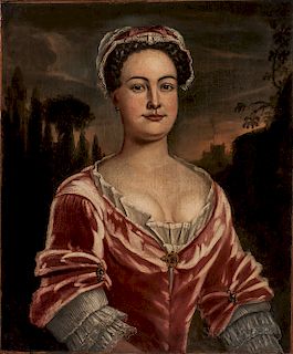 British School, 18th Century  Portrait of a Woman in a Rose-colored Gown