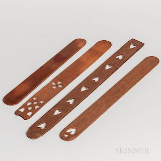 Four Heart-decorated Wooden Busks