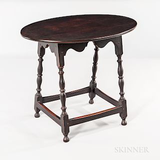 Black-painted Oval-top Tea Table