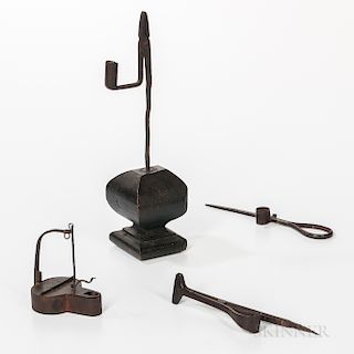Four Wrought Iron Lighting Devices