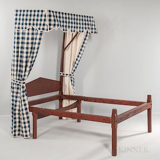 Red-painted Maple Quarter Canopy Bed