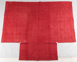 Red Quilted Woolen Coverlet