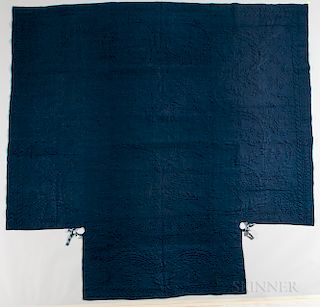 Blue Quilted Woolen Coverlet