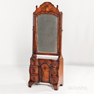 Walnut Veneer Inlaid Box Mirror
