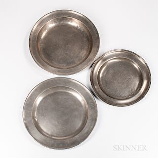 Three Early Pewter Chargers