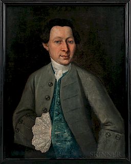 Anglo/American School, 18th Century  Portrait of a Man in a Blue Coat