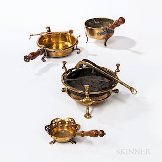 Three Brass Braziers and a Warming Pan