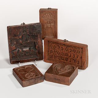 Five Carved Cookie Molds