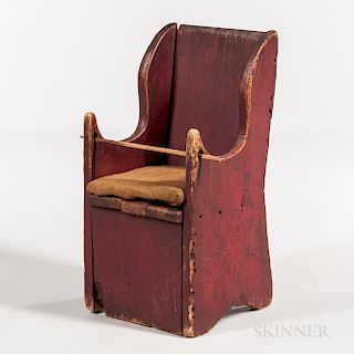 Red-painted Pine Potty Chair