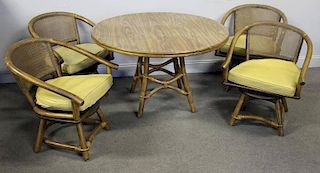 Midcentury Bamboo Table and Chair Set.