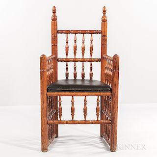 Turned Oak Brewster-style Armchair