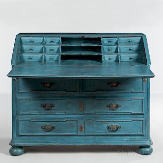 Blue-painted William and Mary Slant-lid Desk