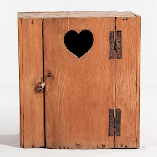 Pine Hanging Wall Cupboard with Glazed Heart Cutout