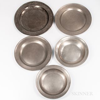 Five Pewter Chargers