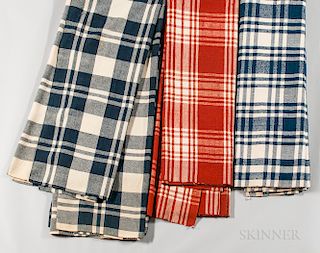 Four Woven Check Woolen Blankets