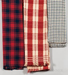 Three Woven Check Woolen Blankets