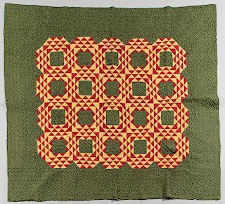 Hand-stitched Block and Diamond Quilt